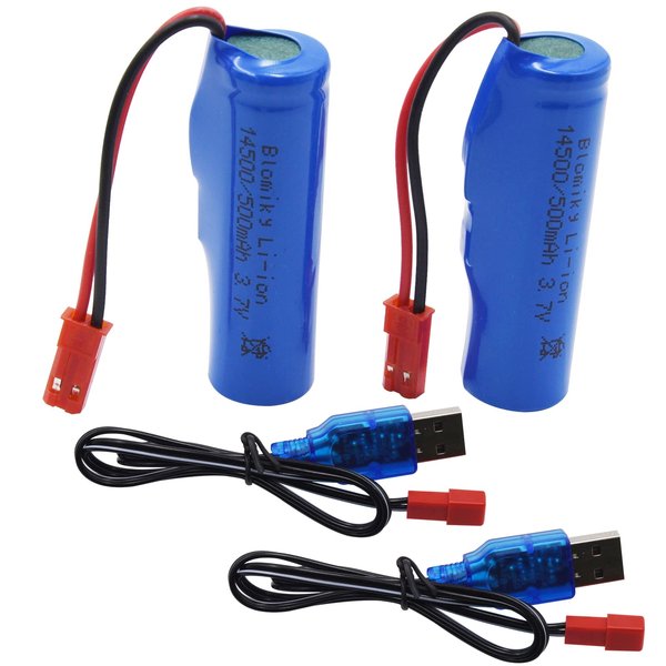 Blomiky 3.7V 500mAh Li-ion Rechable battery with JST Plug and USB Charger Cable for Huina 1337 1338 RC Construction Trucks 1337 JST Battery 2