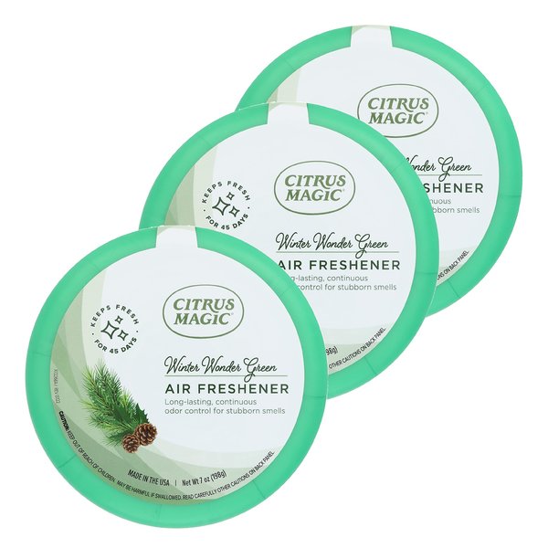 Citrus Magic Holiday Odor Absorbing Solid Air Freshener, Winter Wonder Green, 7-Ounce, Pack of 3