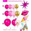 Hot Pink and gold Balloon garland arch kit 140Pcs Hot magenta pink with Chrome Gold Balloons & Lip Starburst Roller mylar balloons for girl’s Birthday party Mother's Day decorations