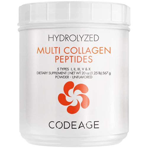 Codeage Multi Collagen Protein Powder Peptides, 2-Month Supply, Hydrolyzed, Type I, II, III, V, X Grass Fed All in One Super Bone Broth Collagen Supplement, Non-GMO, 20 Ounces