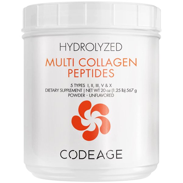 Codeage Multi Collagen Protein Powder Peptides, 2-Month Supply, Hydrolyzed, Type I, II, III, V, X Grass Fed All in One Super Bone Broth Collagen Supplement, Non-GMO, 20 Ounces