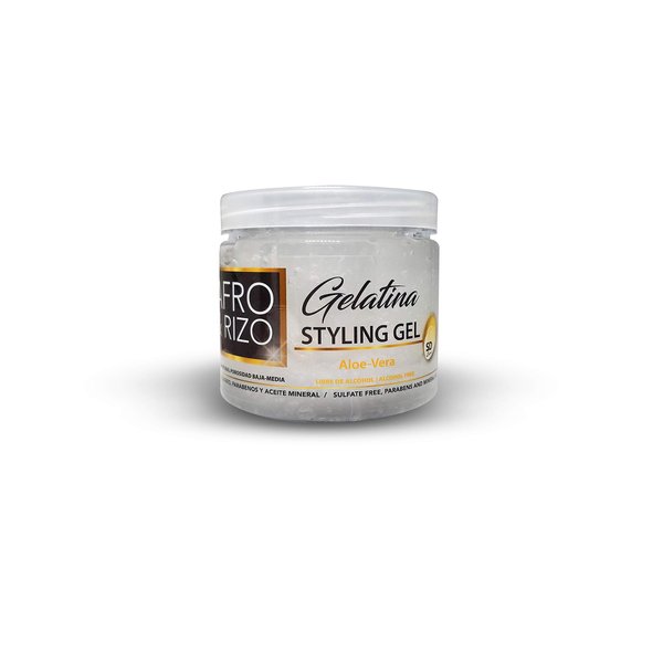 Afro & Rizo Styling Gel With Aloe Vera - (16 Oz/453g) - Styling & Moisturizing Gel, Aloe Vera, Ideal for Afro, Curls, Wavy and Stressed Hair, Sulfate Free, Parabens And Mineral Oil