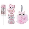 Justice For Girls Fox 4pc Cosmetic Gift Set Lip Gloss Nails Loofah Bath Confetti