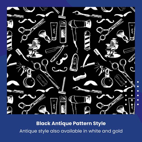 Campbell’s Barber Cape, Snap-Closure Salon Cape for Stylist Stations, Different Patterns and Colors, Barbershop Accessories and Supplies (Black)