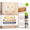 Hourly Planner - Undated Deluxe Weekly, Monthly Planner, 12 Month Journey to Increase Productivity & Happiness - Life Organizer, Gratitude Journal