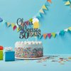 Cheers & Beers to 50 Years Cake Topper, Happy 50th Birthday Cake Topper, 50th Anniversary Party Supplies, Black Glittery