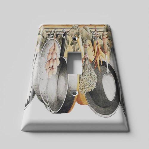 SnazzySwitch Hanging Cookware Decorative Light Switch Cover - Single Toggle Wall Plate