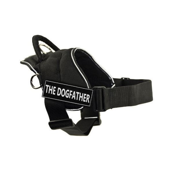 DT Fun Harness, The Dogfather, Black with Reflective Trim, XX-Small - Fits Girth Size: 18-Inch to 22-Inch