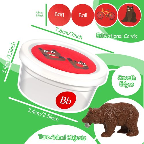 Alphabet Learning Toys for Toddlers, 104 Flash Cards and 26 Animal Objects, Uppercase Lowercase ABC Matching Color Sorting Game, Montessori Preschool Educational Learning Toys for Kids 3 4 5 Year Old