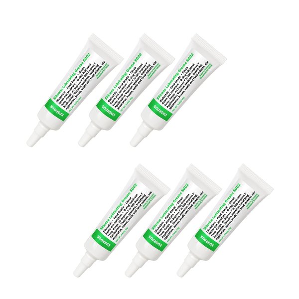 EDSRDUS SG02 Faucet Grease Food Grade Silicone Grease for O-Rings in Faucet, Garden Hoses, Dielectric, Plastic Material Lubrication 0.35OZ(10g) x6 Pack