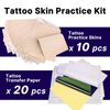 Tattoo Practice Skins with Transfer Paper - Usiriy 30pcs Tattoo Skins Practice Kit Include 10pcs Blank Tattoo Fake Skin and 20pcs Tattoo Stencil Paper Tattoo Starter Practice Kit Tattoo Supplies