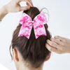 Breast Cancer Awareness Hair Scrunchies Ribbon Cheer Hair Bow Ties with Ponytail Holder Hair Band Hair Elastic Cheerleading Stretch Hair Tie Ponytail Holder Hair Access for Women 1PCS