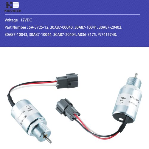 SA-3725-12 Fuel Shut Off Solenoid 30A87-20402 for Mitsubishi L2E L3E S3L S4L Engine Volvo Excavator EC13 EC15 EC20 EC25 Mitsubishi Generator Mahindra Max 28 Tractor Stop Solenoid 12VDC