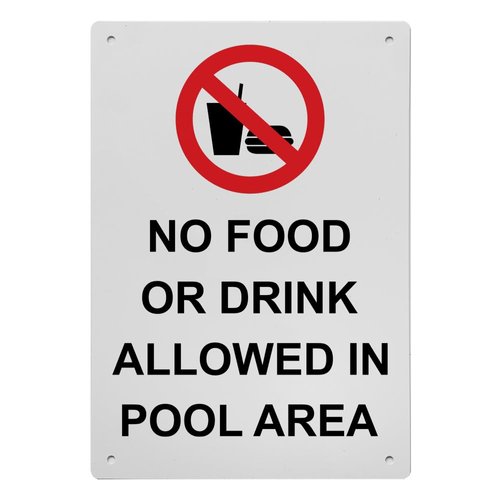 No Food Or Drink Allowed Sign, 8.5 x 11 in" OSHA Compliant Swimming Pool Spa Sign, Weatherproof Plastic, UV resistant & Easy-to-Read Signage