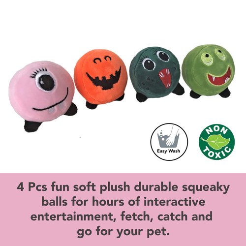 Dog Colorful Plush Squeaky Ball Toys for Small Medium Dogs and Cats; Soft Funny Face Toy Fetch Interactive Balls for Puppy; Gift Box
