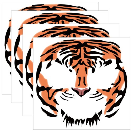 Tribal Tiger Temporary Face Tattoos Fake Animal Full Face Tattoo Stickers Tiger Print Face Tattoo,4-Sheet