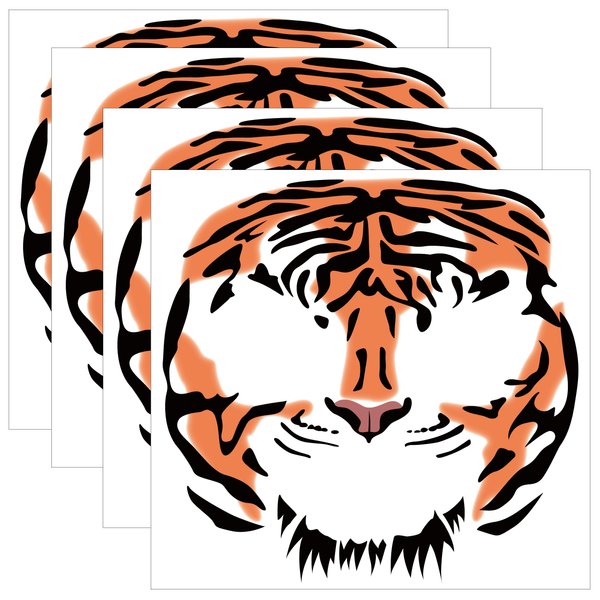 Tribal Tiger Temporary Face Tattoos Fake Animal Full Face Tattoo Stickers Tiger Print Face Tattoo,4-Sheet