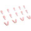 24 Pcs Heart Pink French Tip Press on Nails Long Coffin Fake Nails Glitter Rhinestones Glossy False Nails Full Cover Heart Stick on Nails with Glue on Nails for Women Girls DIY Nail Manicure Tip