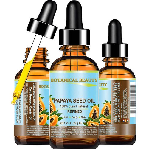 Botanical Beauty PAPAYA SEED OIL 100% Pure Natural Undiluted Refined Cold Pressed Carrier Oil. 2 Fl.oz.- 60 ml. for Face, Skin, Hair Lip Care, Nails. Rich in Vitamin C