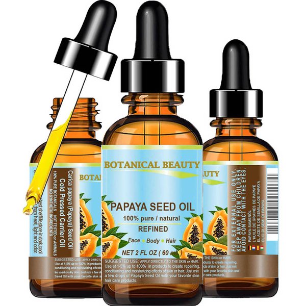 Botanical Beauty PAPAYA SEED OIL 100% Pure Natural Undiluted Refined Cold Pressed Carrier Oil. 2 Fl.oz.- 60 ml. for Face, Skin, Hair Lip Care, Nails. Rich in Vitamin C