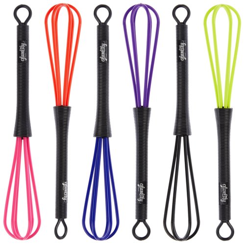 Glamlily 6 Pack Mini Hair Color Whisk for Dye Mixing, Salon Hairdressing, Home Use, 6 Colors (7 x 1.2 In)