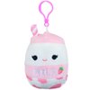 Squishmallows Official Kellytoy 3.5 Inch Clip Food Squad Pillow Collectible Animals (Amelie Strawberry Milk)