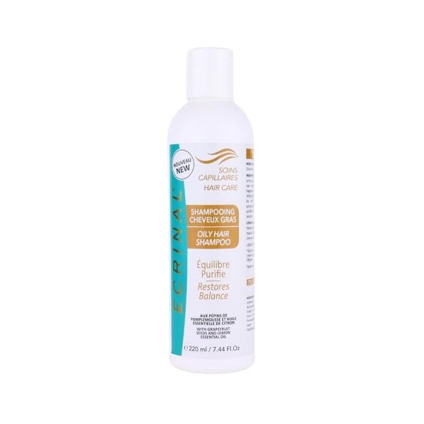 Ecrinal Oily Hair Purifying Shampoo 220ml – Lemon & Grapefruit Extracts for Deep Cleansing & Scalp Rebalancing – Sulfate & Paraben Free