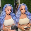 Msviki Lake Blue Body Wave Lace Front Wig Human Hair 180% Density Colored Human Hair Wigs For Women HD 13x4 Lace Frontal Wig Virgin Brazilian Hair 22 inches