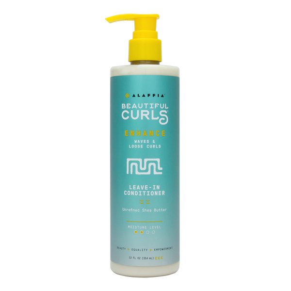 Alaffia Beautiful Curls Curl Enhancing Leave in Conditioner, Wavy to Curly Hair Products, Natural Moisturizer, No Sulfates with Shea Butter, Coconut Oil, Chamomile, 12 Fl Oz