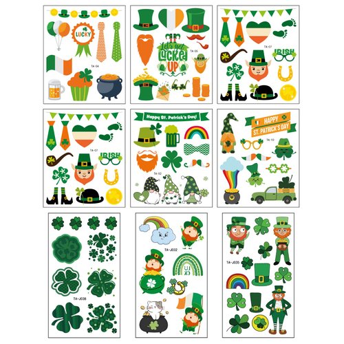 Shamrock Clover Tattoo st Patricks Day Stickers Irish Temporary Tattoos St Patricks Day Accessories Shamrock Patterned Tattoos Party Favors Decorations