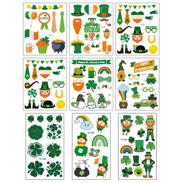 Shamrock Clover Tattoo st Patricks Day Stickers Irish Temporary Tattoos St Patricks Day Accessories Shamrock Patterned Tattoos Party Favors Decorations