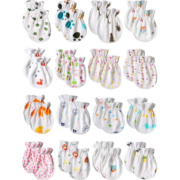 Newborn Baby Mittens No Scratch Baby Gloves Unisex Baby Gloves for 0-6 Months Baby Boys Girls (17 Pairs)