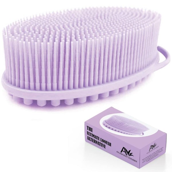 Avilana Silicone Body Scrubber, Gentle exfoliating Body Scrubber That's Easy to Clean, Lathers Well, Long Lasting, and More Hygienic Than Traditional Shower Loofah  (Style 1, Lavender)