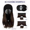 Qlenkay Baseball Cap with Hair Extensions Straight Short Bob Hairstyle Adjustable Removable Wig Hat 14inch for Woman Girl Medium Brown