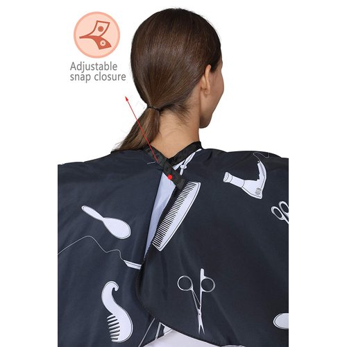 PERFEHAIR Barber Hair Cutting Cape, Professional Salon Hairdressing Gown with Snap Closure-Black