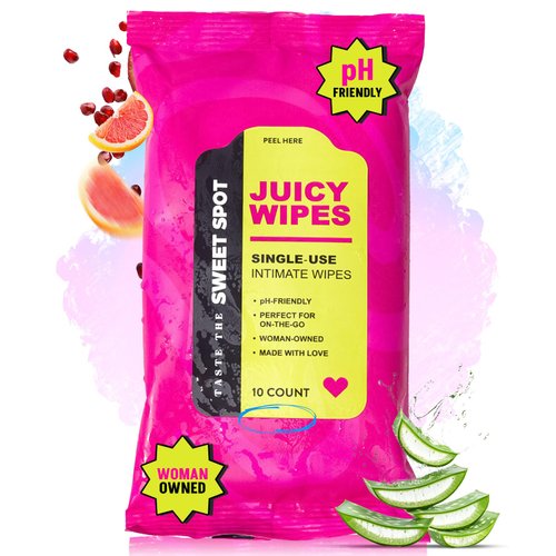 SWEET SPOT Flushable Feminine Wipes for Odor Control, pH Balance - Paraben-Free & Vegan, Intimate Wipes with Aloe Vera & Botanical Extracts - Ideal for Periods, Gym & Travel - 10ct