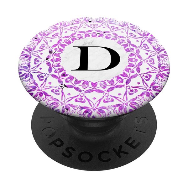 Cell Phone Pop Up Grip Holder,Monogram Mandala White Pink D PopSockets Grip and Stand for Phones and Tablets