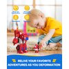 Super Wings Jett 7" Tall Superwings Jett Robot Suit and 2” Scale Transforming Jett Mini Figure , Transforming Robot & Transforming Fire Truck Toy Vehicle Playset, Gifts for Boys Girls Kids Child