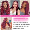 SOSATISFY Body Wave 99J Burgundy Lace Front Wigs Human Hair 200% Density 13x4 Glueless HD Transparent Wine Red Wigs for Women Human Hair Pre Plucked with Baby Hair (26 inch)