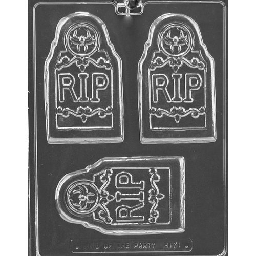 Grandmama's Goodies H171 R.I.P. Tombstone Bar Halloween Chocolate Candy Soap Mold with Exclusive Molding Instructions