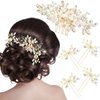 Yeshone 5 Pieces Wedding Hair Comb Bridal Hair Pins Crystal Pearl Hair Accessories Rhinestone Flower Hair Piece for Wedding Bride Women(Gold,Classic Style)