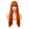 Swiking Orange Long Straight Women Wig with Bangs Heat Resistant Synthetic Wig Cosplay Party Halloween Costume Wigs