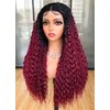 CURLCRAZY Long Curly Lace Front Wigs for Black Women Deep Wave HD Lace Frontal Wig Glueless Synthetic Lace Front Wig Pre-plucked with Baby Hair Dark Roots Hair(26" Ombre Red)