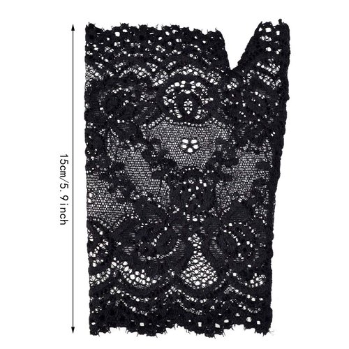 obmwang 2 Pairs Women's Lace Gloves Fingerless Floral Gloves Bridal Prom Gloves for Wedding Party Costume Accessories