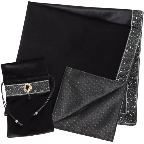 DOARLUO Tarot Cards Bag Divination Tablecloth Star River Lace Thickened Velvet Back Particle Bottom with Tarot Pouch(Purple)