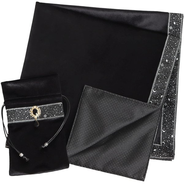 DOARLUO Tarot Cards Bag Divination Tablecloth Star River Lace Thickened Velvet Back Particle Bottom with Tarot Pouch(Purple)
