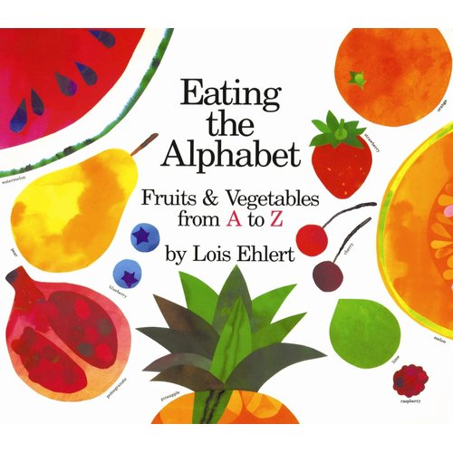 Eating the Alphabet Baby Gift Set includes Board Book by Lois Ehlert, Lemon and Orange Infant Travel Toys With Rattle, Squeaker, Crinkle Fabric, Teether Clip & Bag (Sensory Developmental Learning Toy)