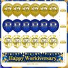 Happy Work Anniversary Decorations Banner Blue Gold Happy Workiversary Banner Yard Sign with 18 Pcs Balloons for Office Anniversary Party Decoration Employee Appreciation Banner Office Party Supplies