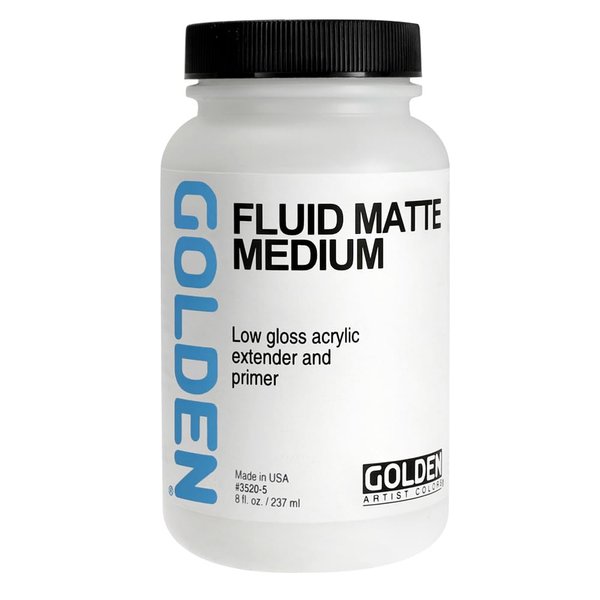 Fluid Matte Medium by Golden, 8 oz jar, Professional Fluid Mediums, Decreases Gloss, Increases Translucency, Extends Color