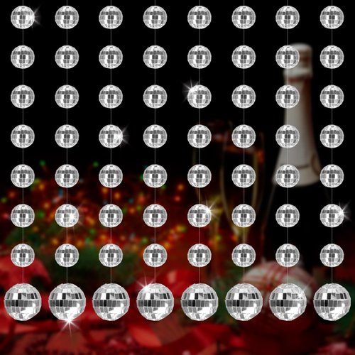 QWORK Mini Disco Ball Ornaments,1 Inch & 2 Inch Sizes, Ideal for Parties, Weddings, and DIY Decorations, Durable and Reusable, 8 Pcs